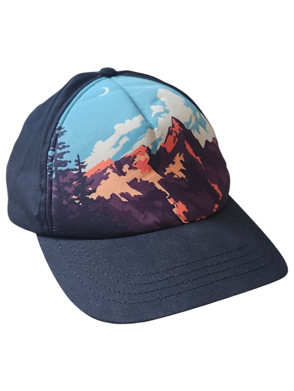 Ambler Mountain Scapes Organic Cotton Foam Black Snapback Cap. OS